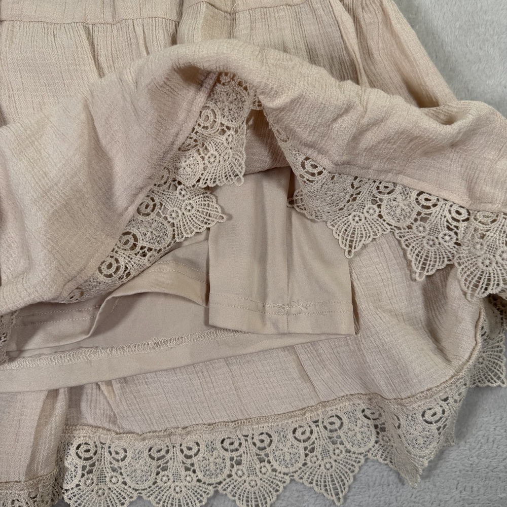 Moon River Anthropologie Small Embroidered Lace Hem Boho Midi Dress - Picture 3 of 9